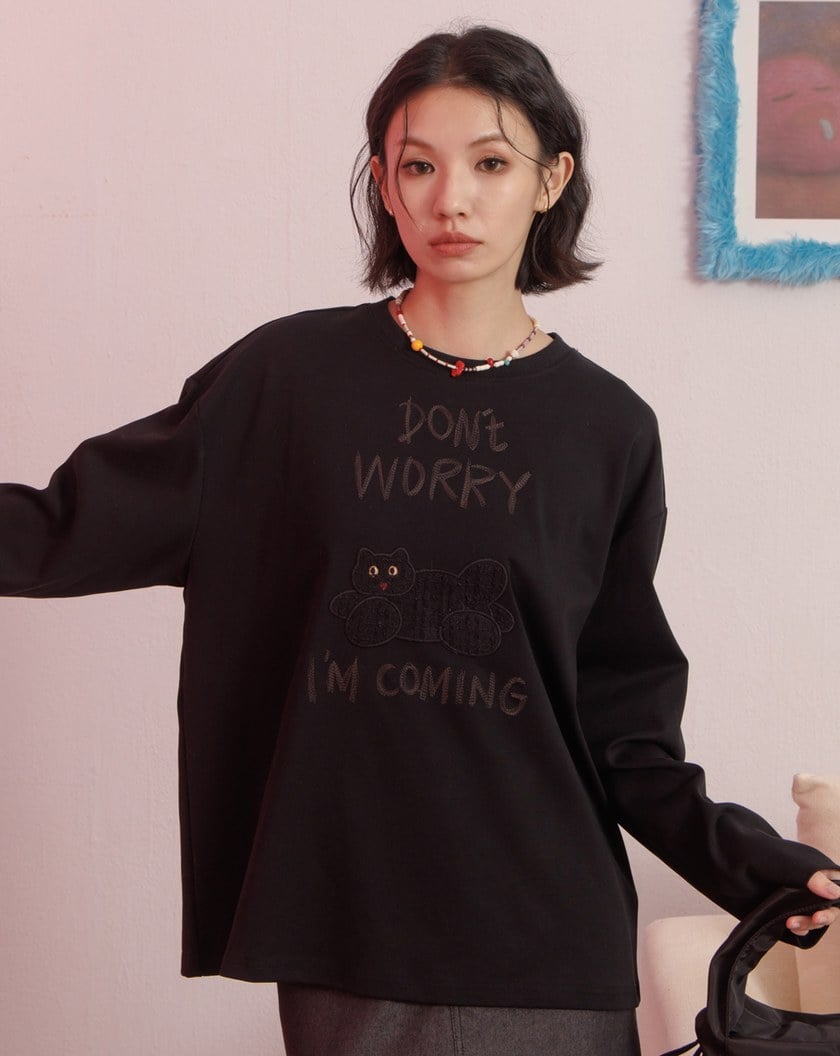 躲貓貓貼布繡長袖T恤(兩色)