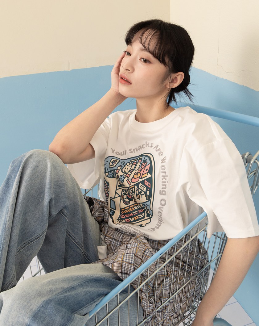 全能防禦Pro+ 販賣機印花寬鬆T恤(兩色)