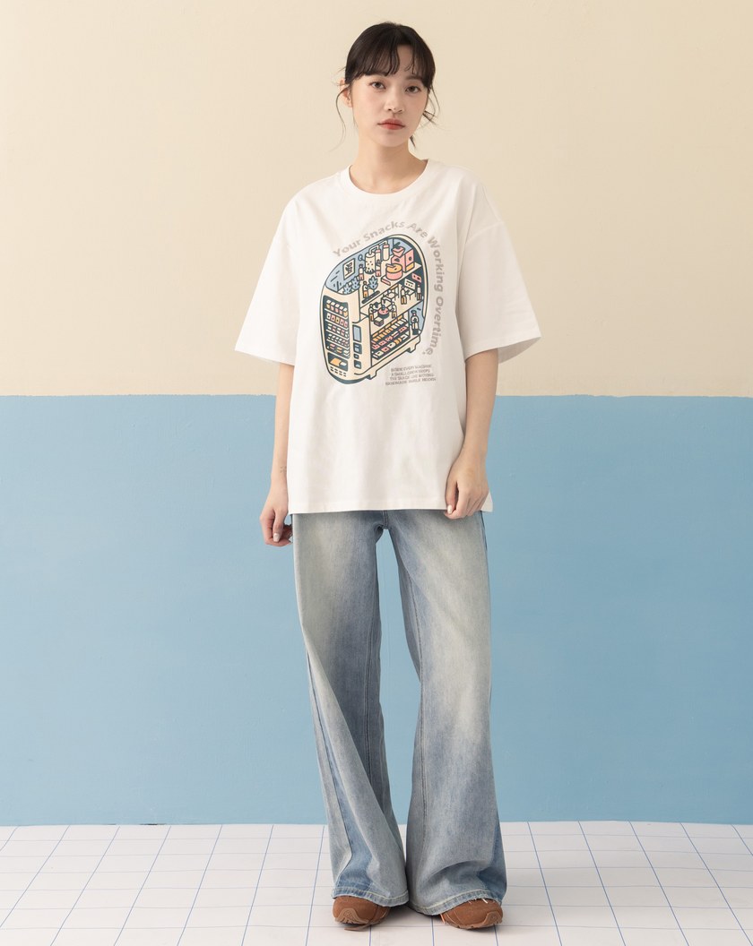 全能防禦Pro+ 販賣機印花寬鬆T恤(兩色)