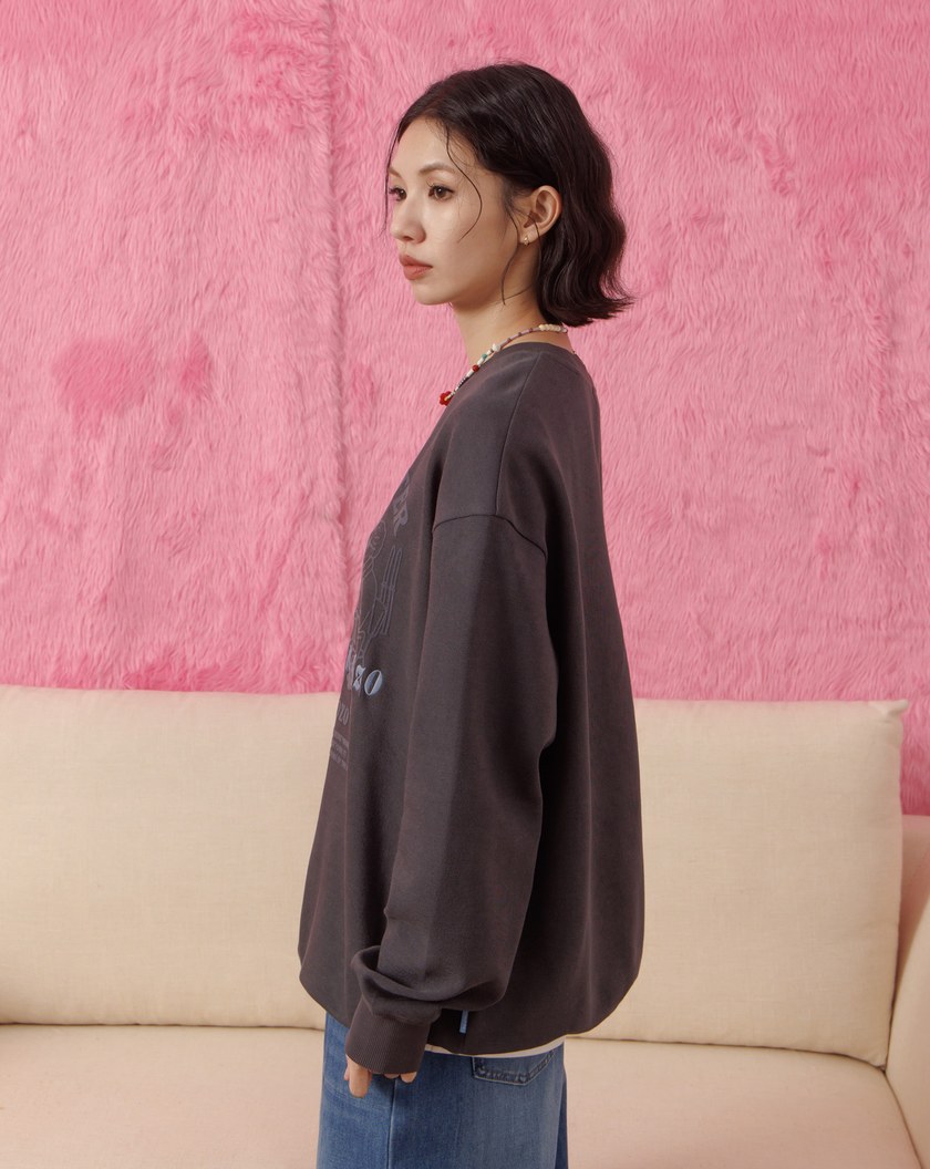 奶奶與狗狗們的下午茶後打褶大學T(兩色)