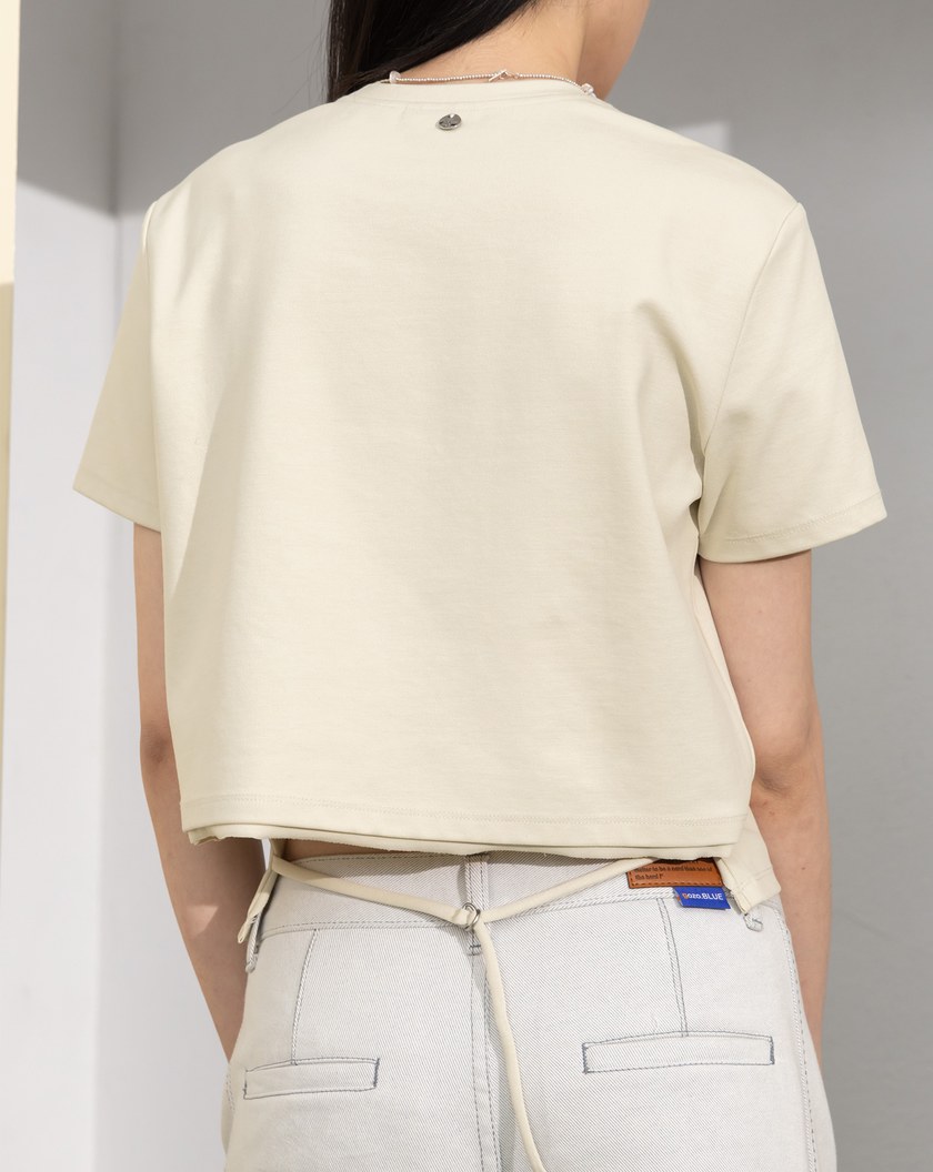 後綁帶層次造型T恤(兩色)