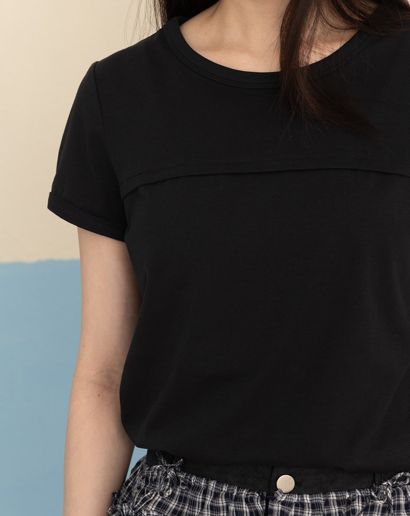 打褶設計合肩涼感T恤(兩色)