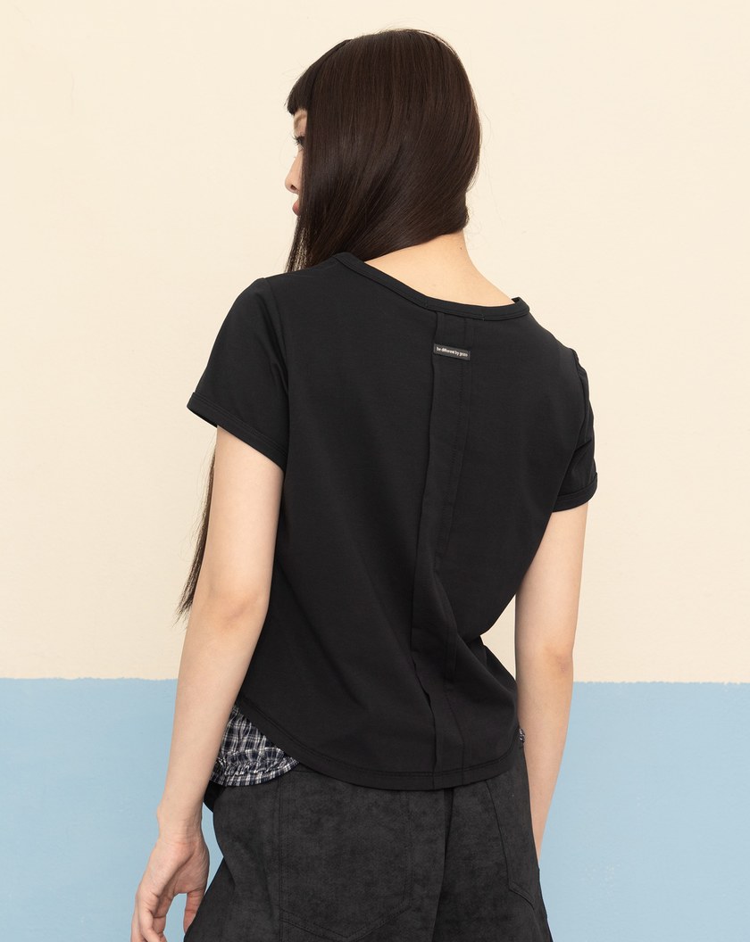 打褶設計合肩涼感T恤(兩色)