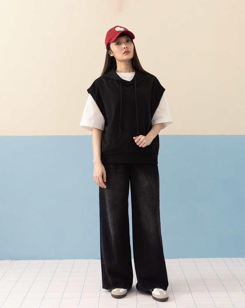 全能防禦Pro+ 側邊抓褶落肩帽T(兩色)