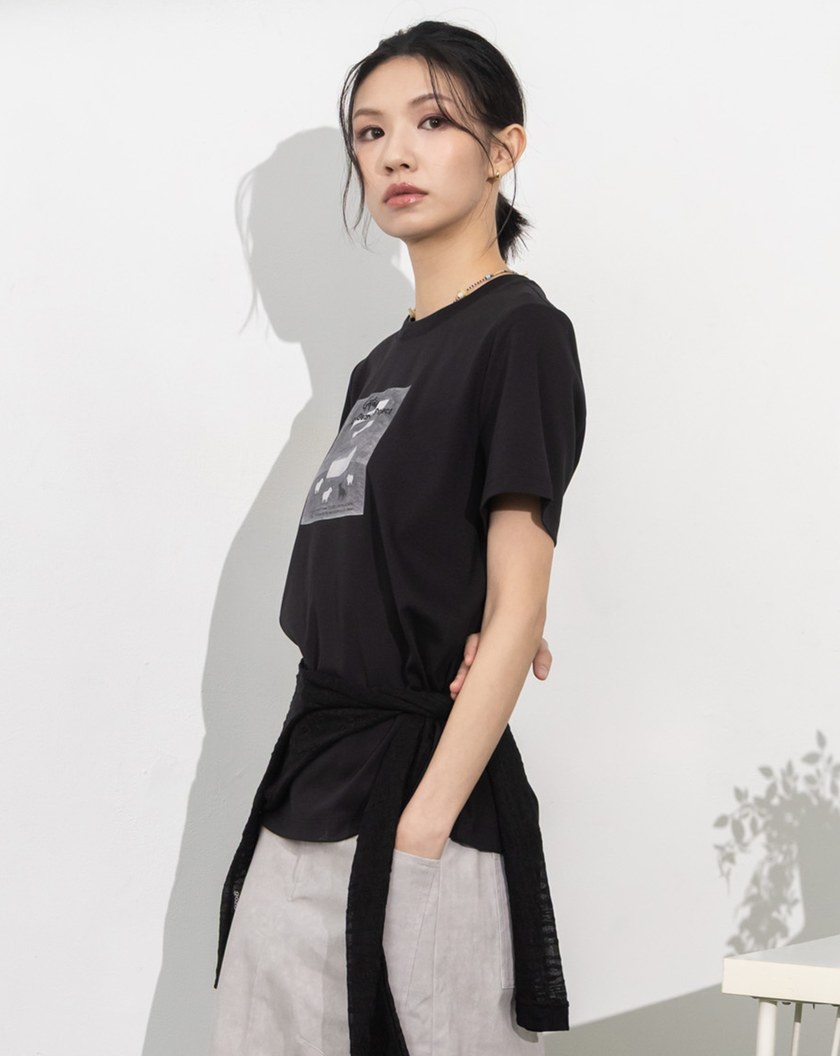 起司蛋糕小屋相片印花合肩T恤(兩色)