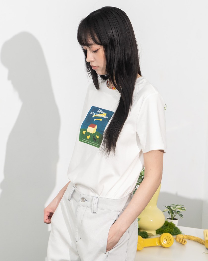 起司蛋糕小屋相片印花合肩T恤(兩色)