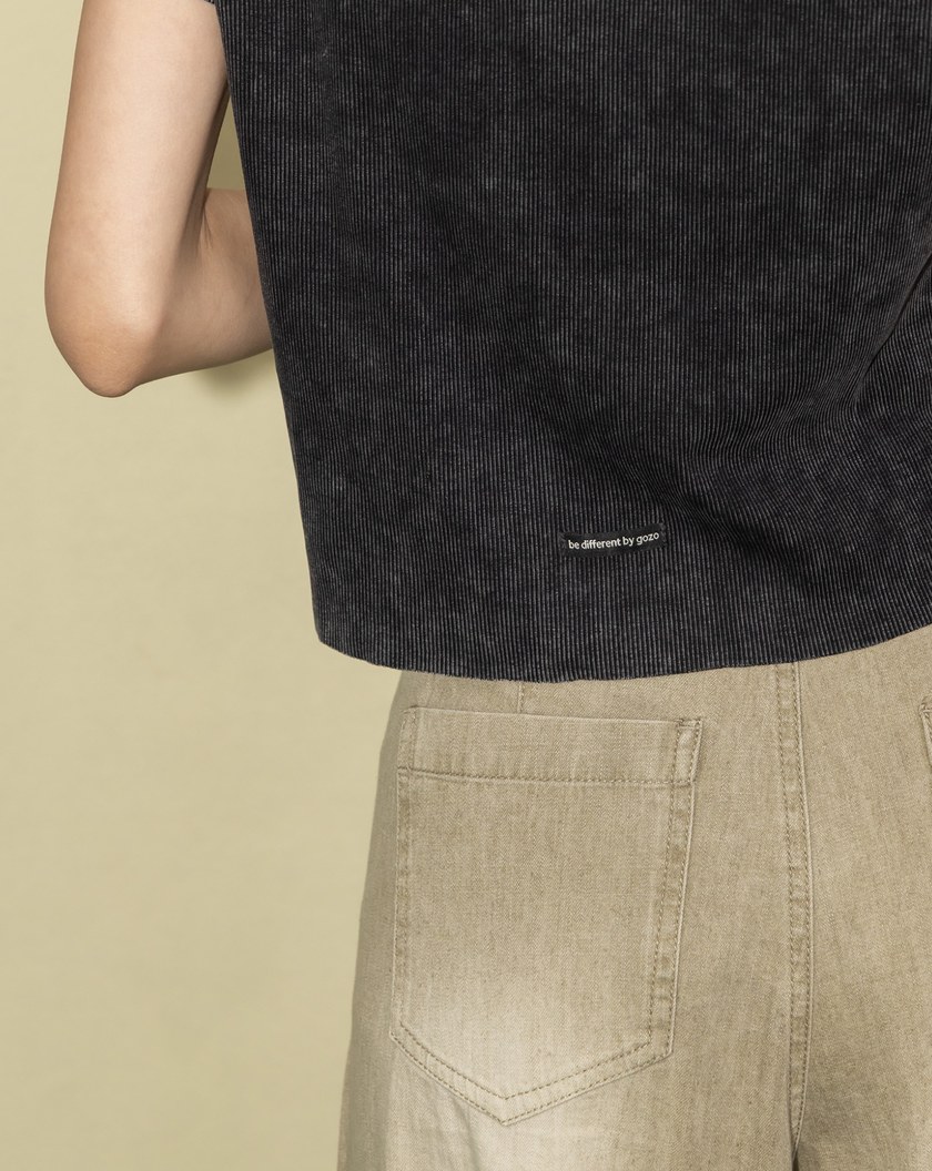 A｜雪花水洗立體車線修身T恤(兩色)