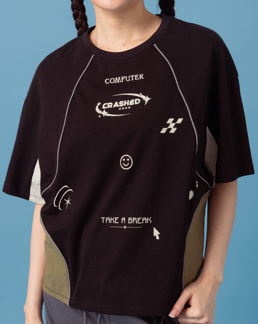 A｜運動風撞色拼接造型T恤(兩色)