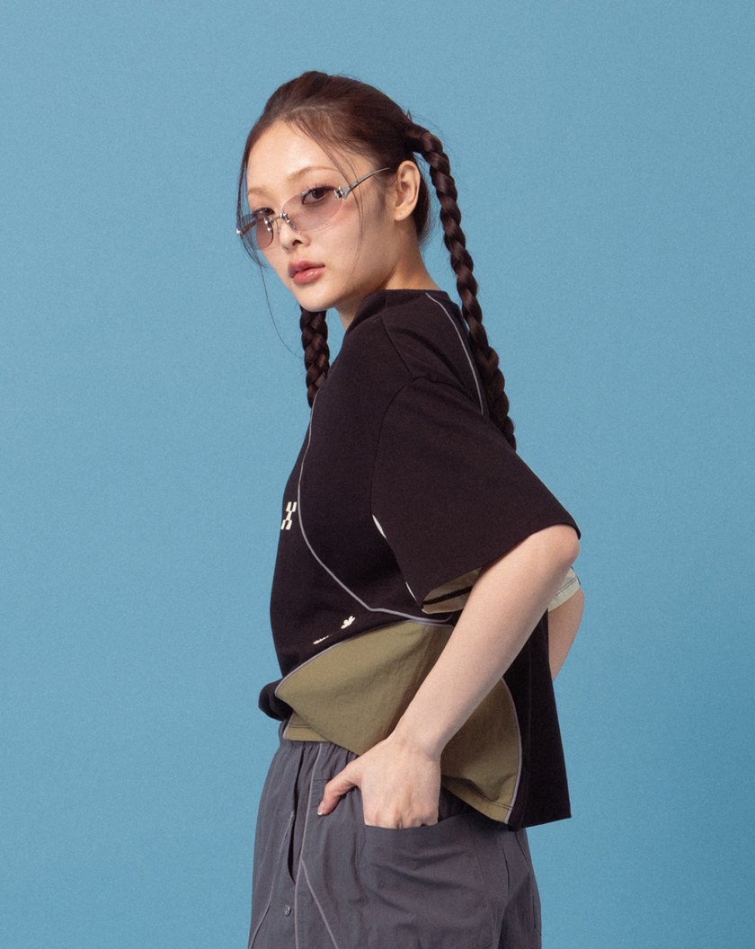 A｜運動風撞色拼接造型T恤(兩色)