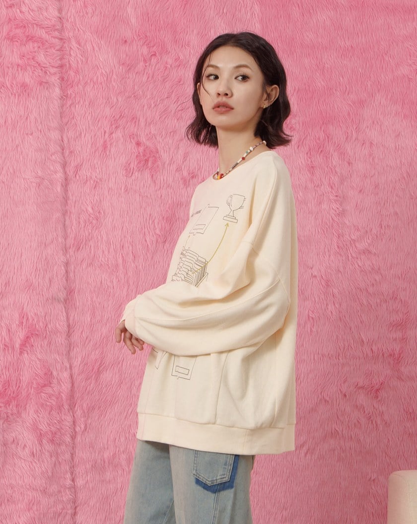 ➤收納印花空氣棉大學T(兩色)