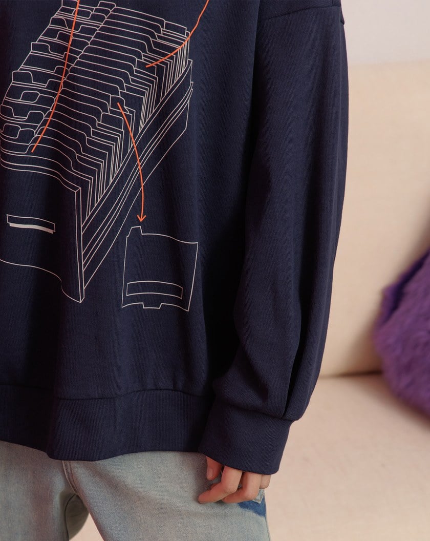 ➤收納印花空氣棉大學T(兩色)