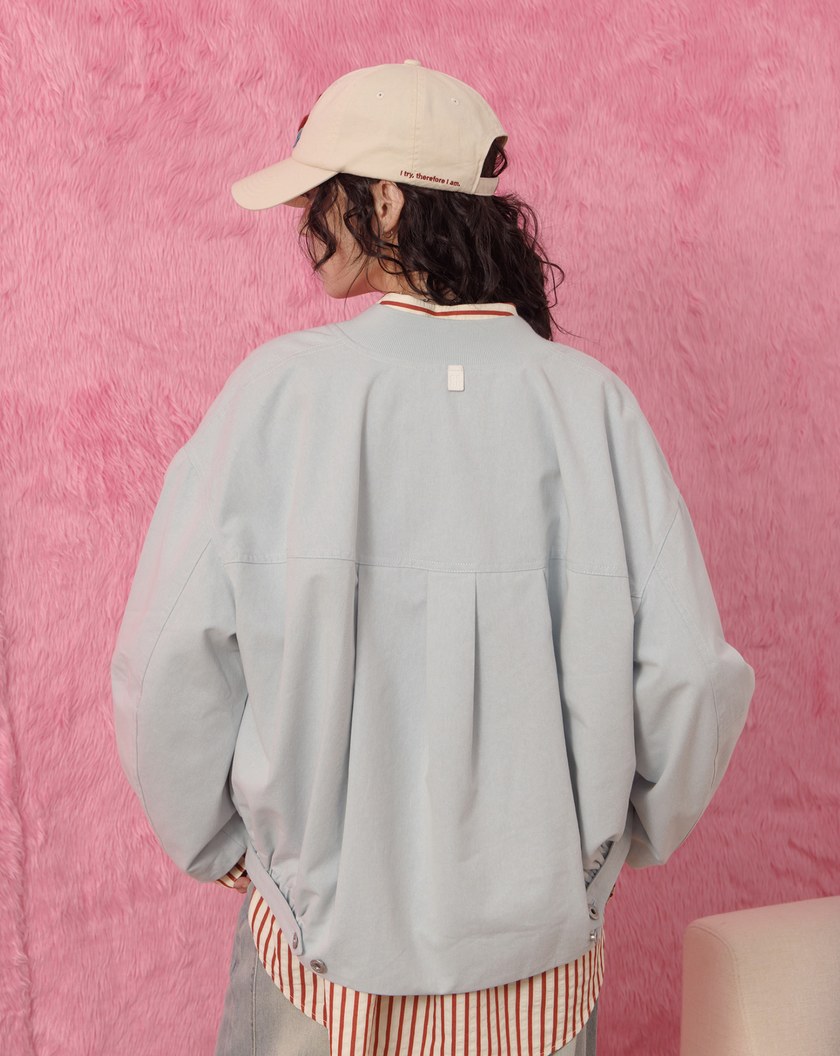 V領抽皺率性飛行夾克(兩色)