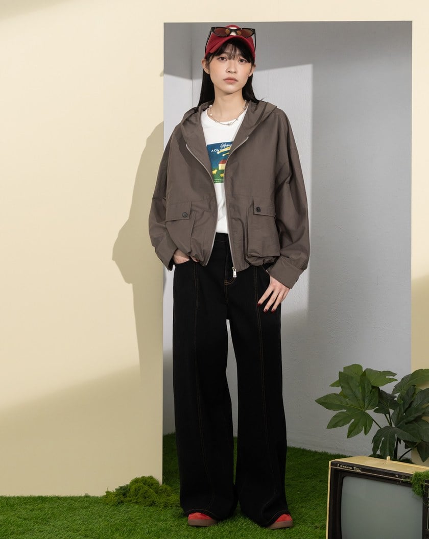 大口袋花苞造型連帽外套(兩色)