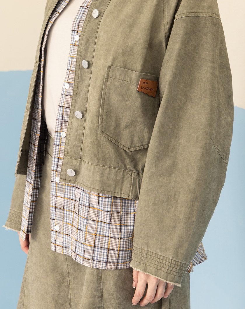 水洗鬚邊蓬蓬下擺外套(兩色)