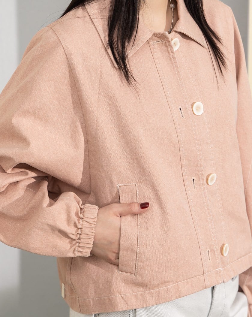 水洗大寬袖後壓褶廓型外套(兩色)