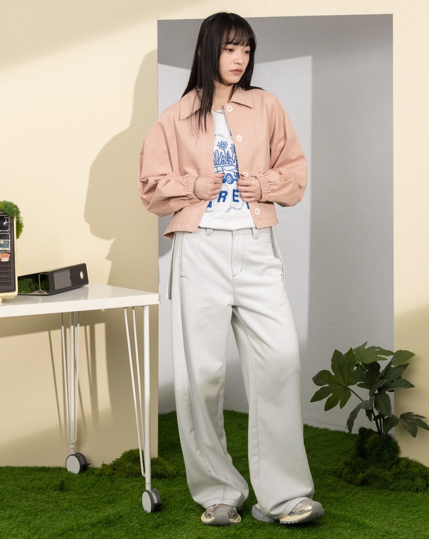 水洗大寬袖後壓褶廓型外套(兩色)