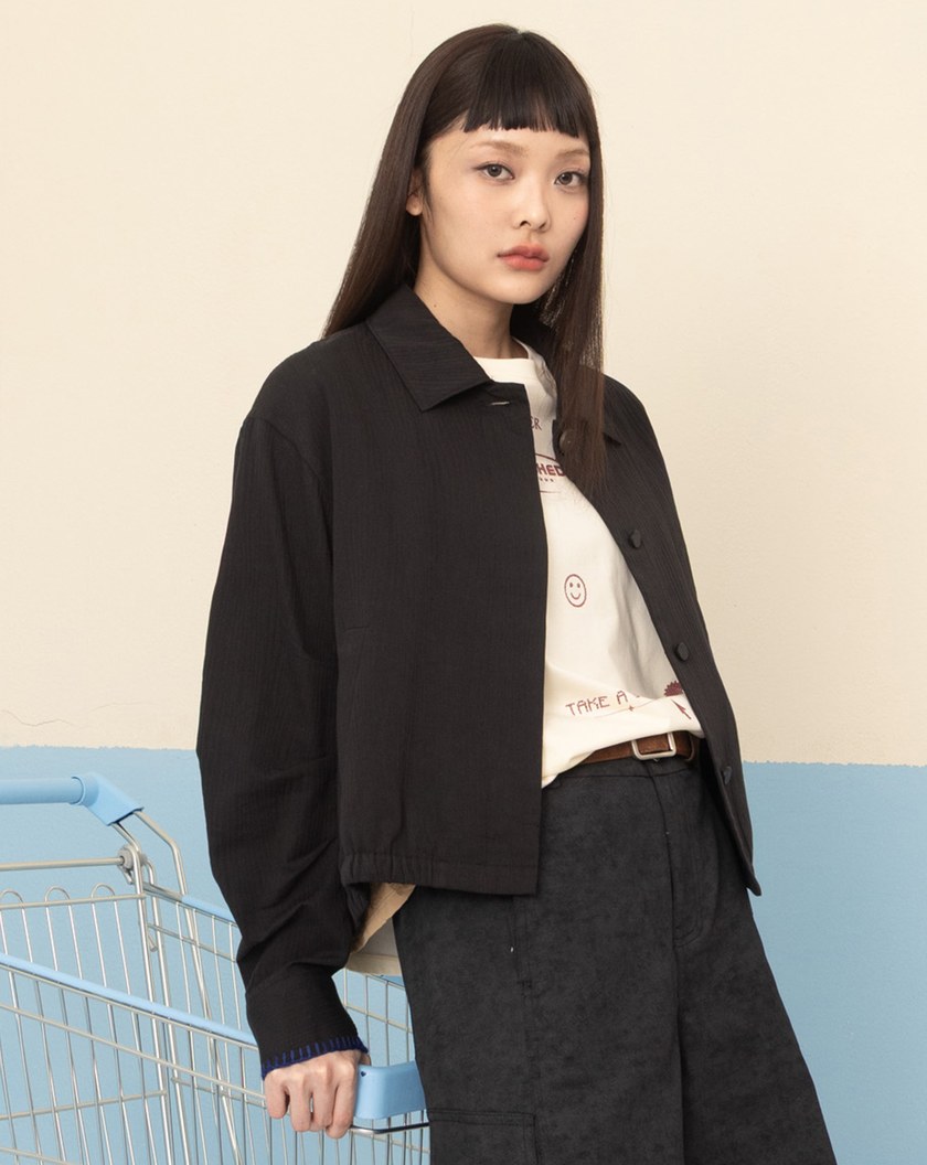 織紋立體袖繭型外套(兩色)