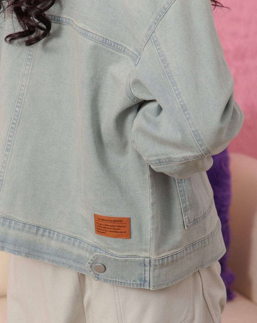 復古刷色肩線剪裁牛仔外套(兩色)