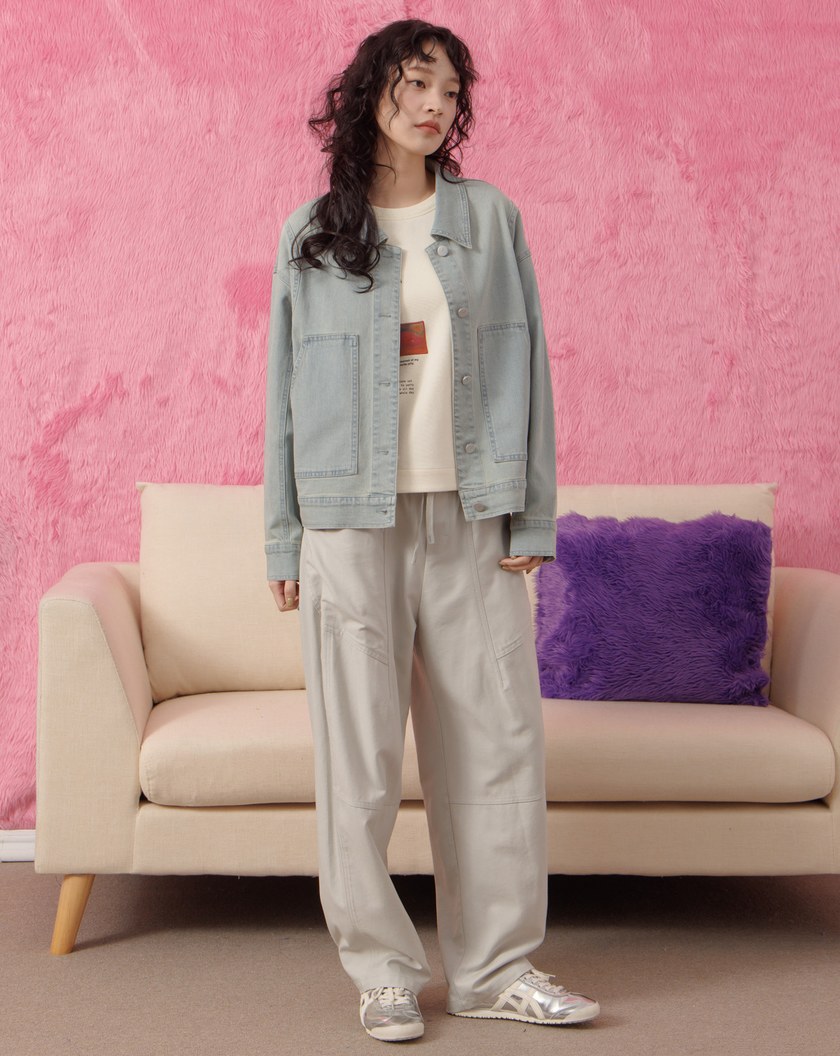 復古刷色肩線剪裁牛仔外套(兩色)