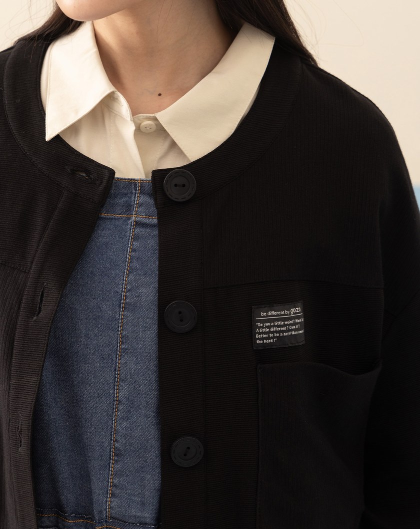 ➤雙口袋針織拼接外套(兩色)