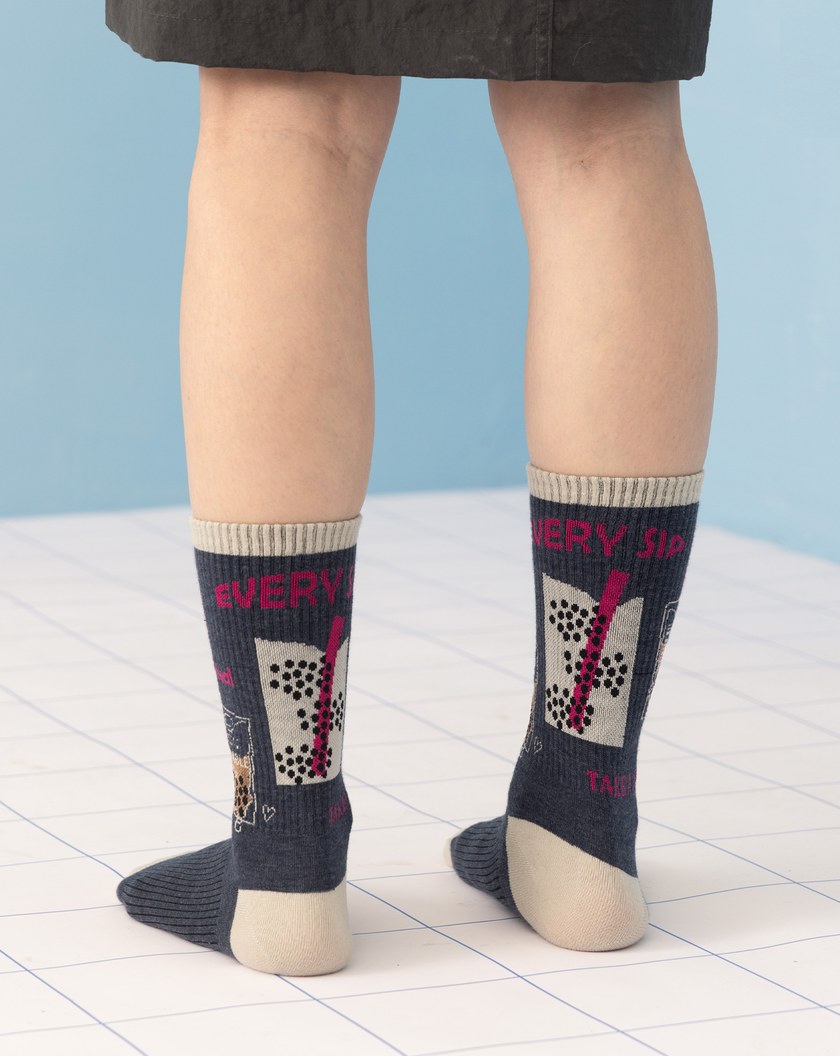 珍奶補給QQ撞色長襪(兩色)