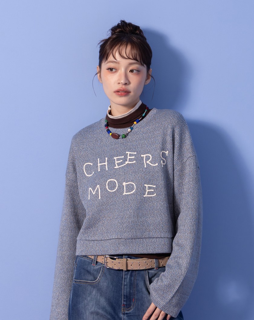 A｜CHEERS MODE針織紋理短版大學T(兩色)