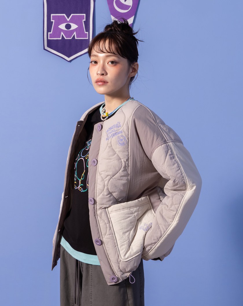 PIXAR系列 哇!大眼仔拼色抽繩蓄熱絎縫外套