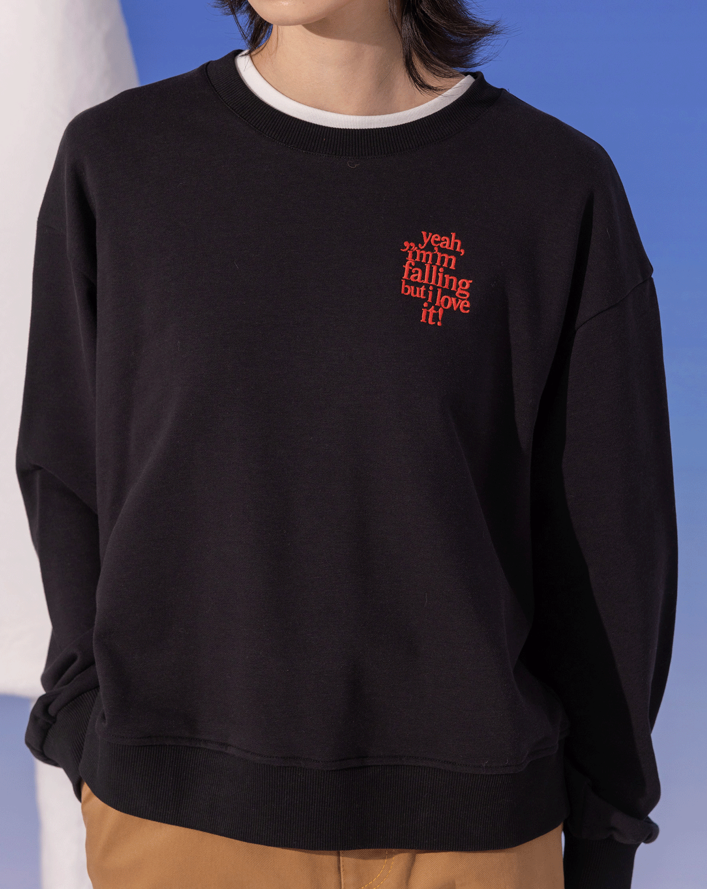 發熱斑駁印花落肩大學T(兩色)