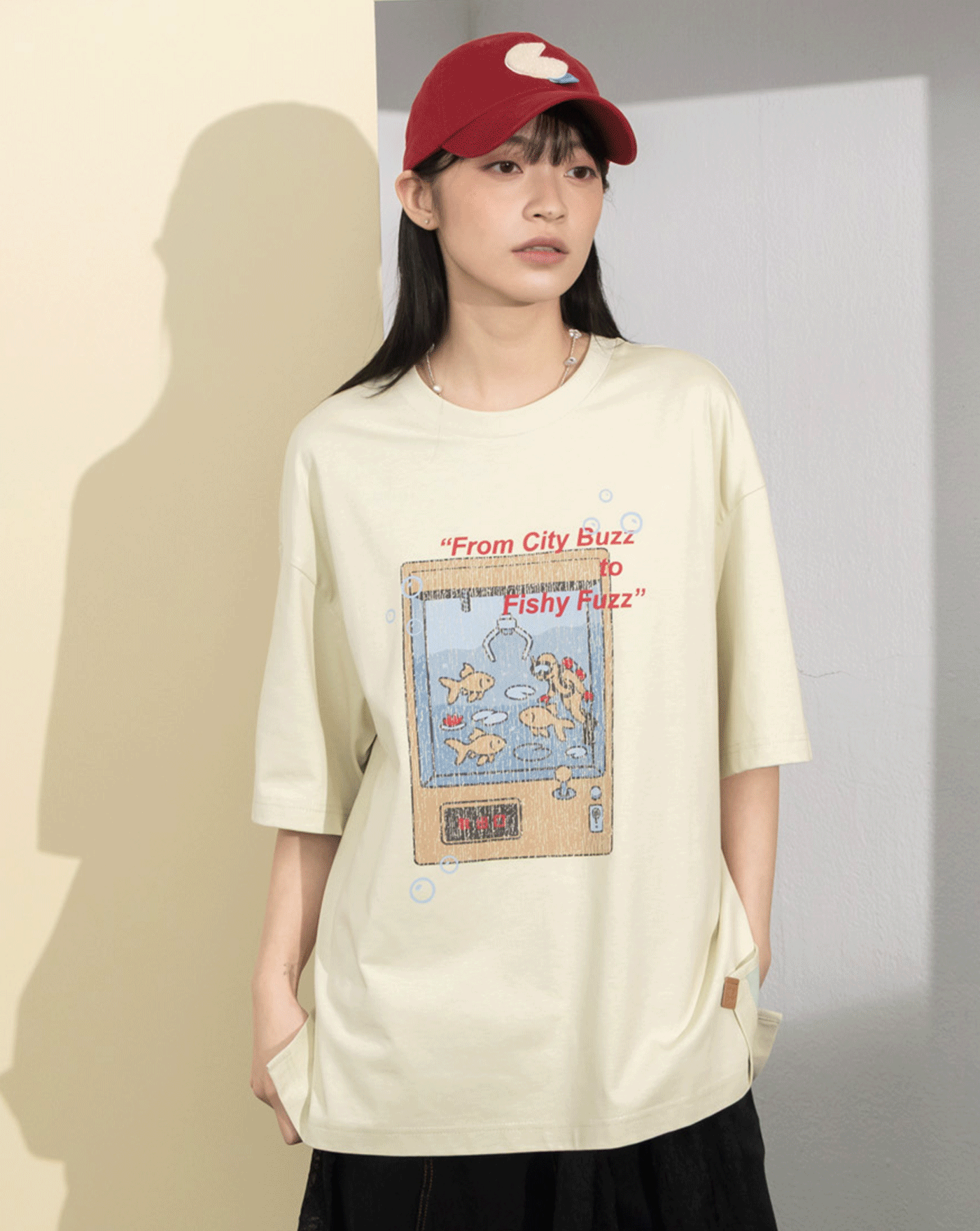 金魚slow motion反褶造型涼感T恤(兩色)