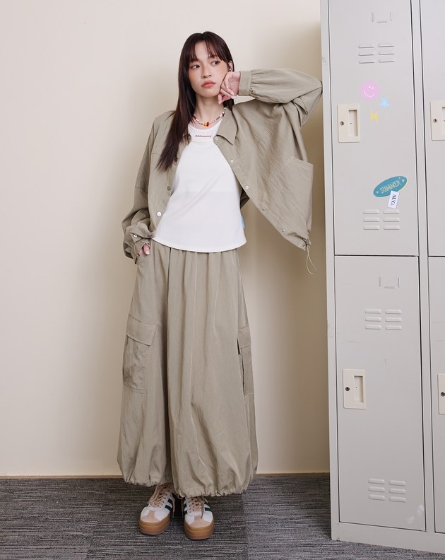 涼感天絲大口袋下擺抽繩外套(兩色)