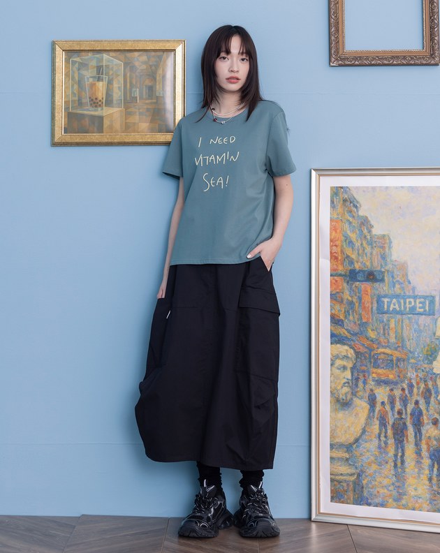 ➤手寫字立體繡花涼感T恤(兩色)