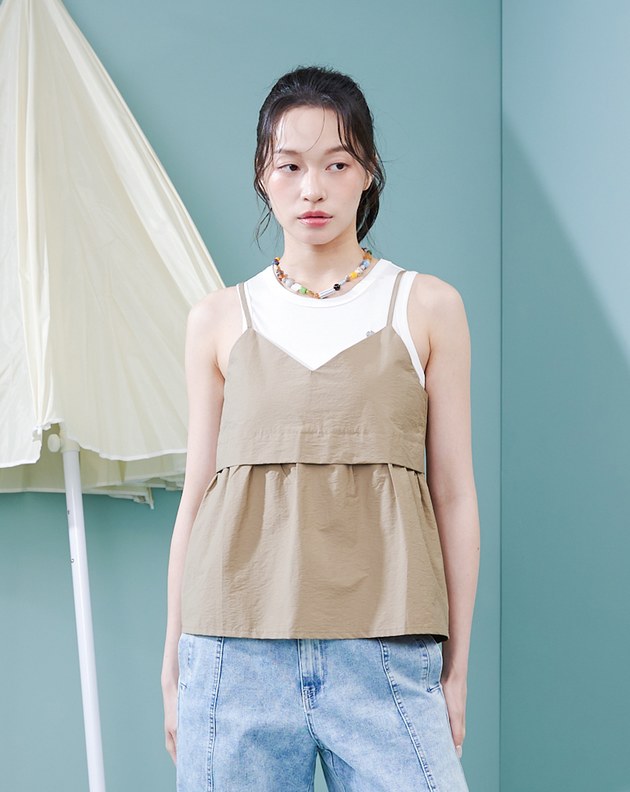 涼感天絲兩件式細肩帶背心(兩色)