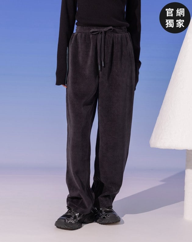 ➤顯瘦條絨抽繩鬆緊長褲(兩色)