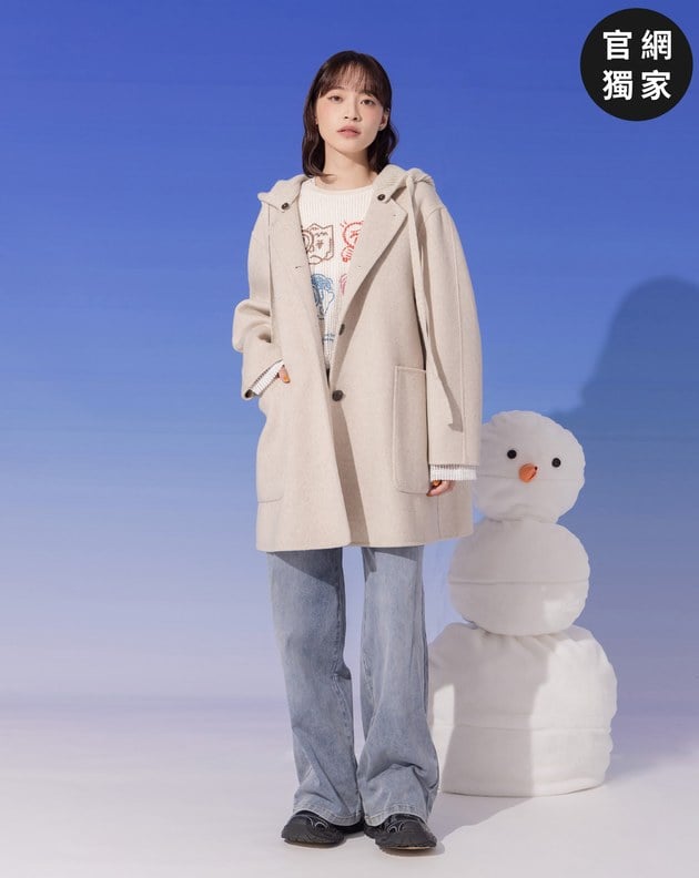 ➤可拆式針織連帽羊毛短大衣(兩色)