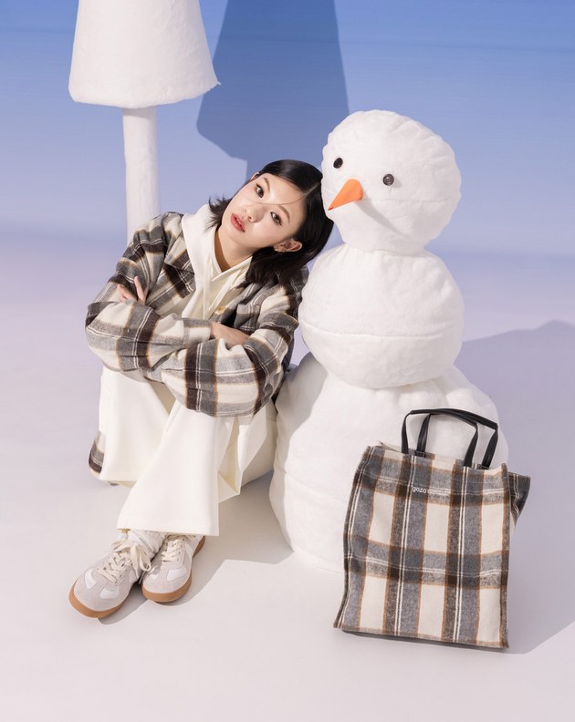 復古格紋毛呢手提包(兩色)