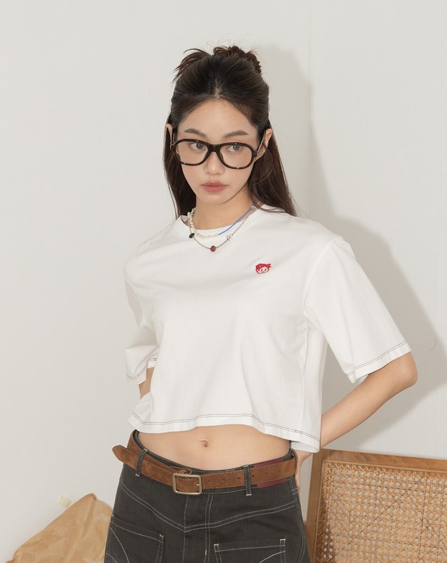 A｜筆記隨想天堂印花涼感短版T恤(兩色)