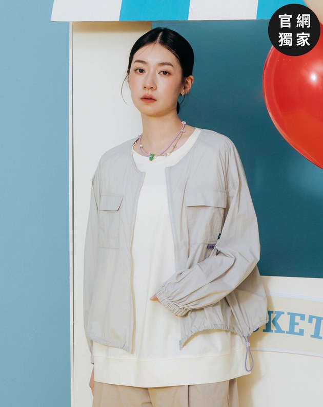 ➤抗UV輕盈抽皺澎澎袖圓領外套(兩色)