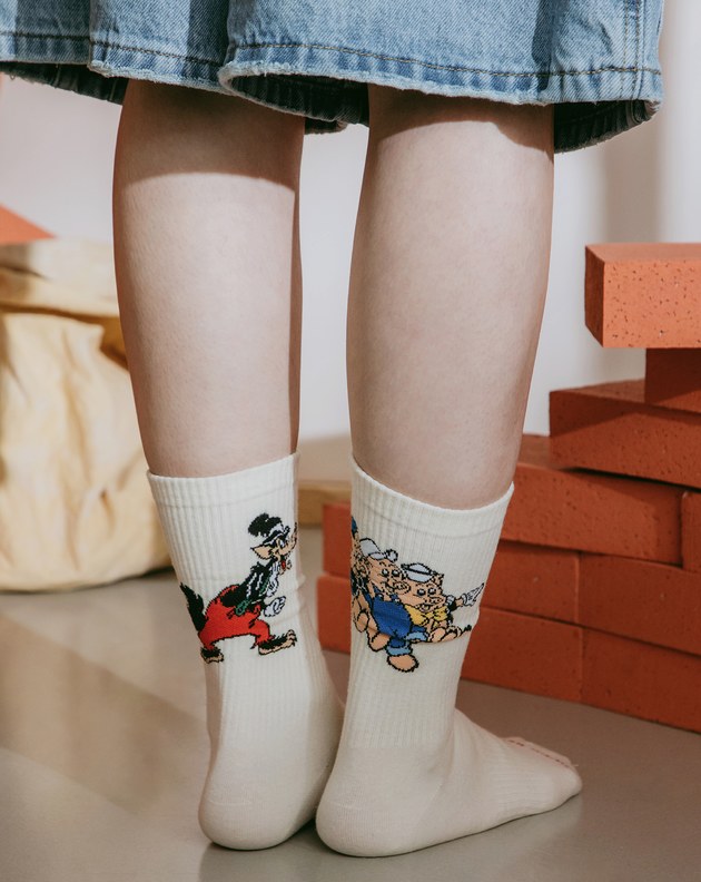 迪士尼系列 三隻小豬&大野狼緹織長襪(兩色)