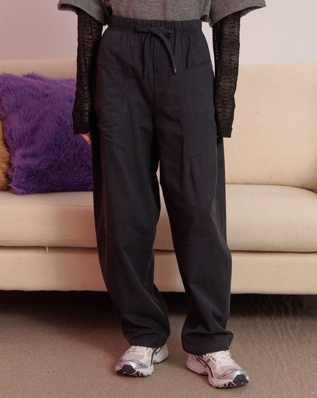 超柔棉大口袋鬆緊男友褲(兩色)