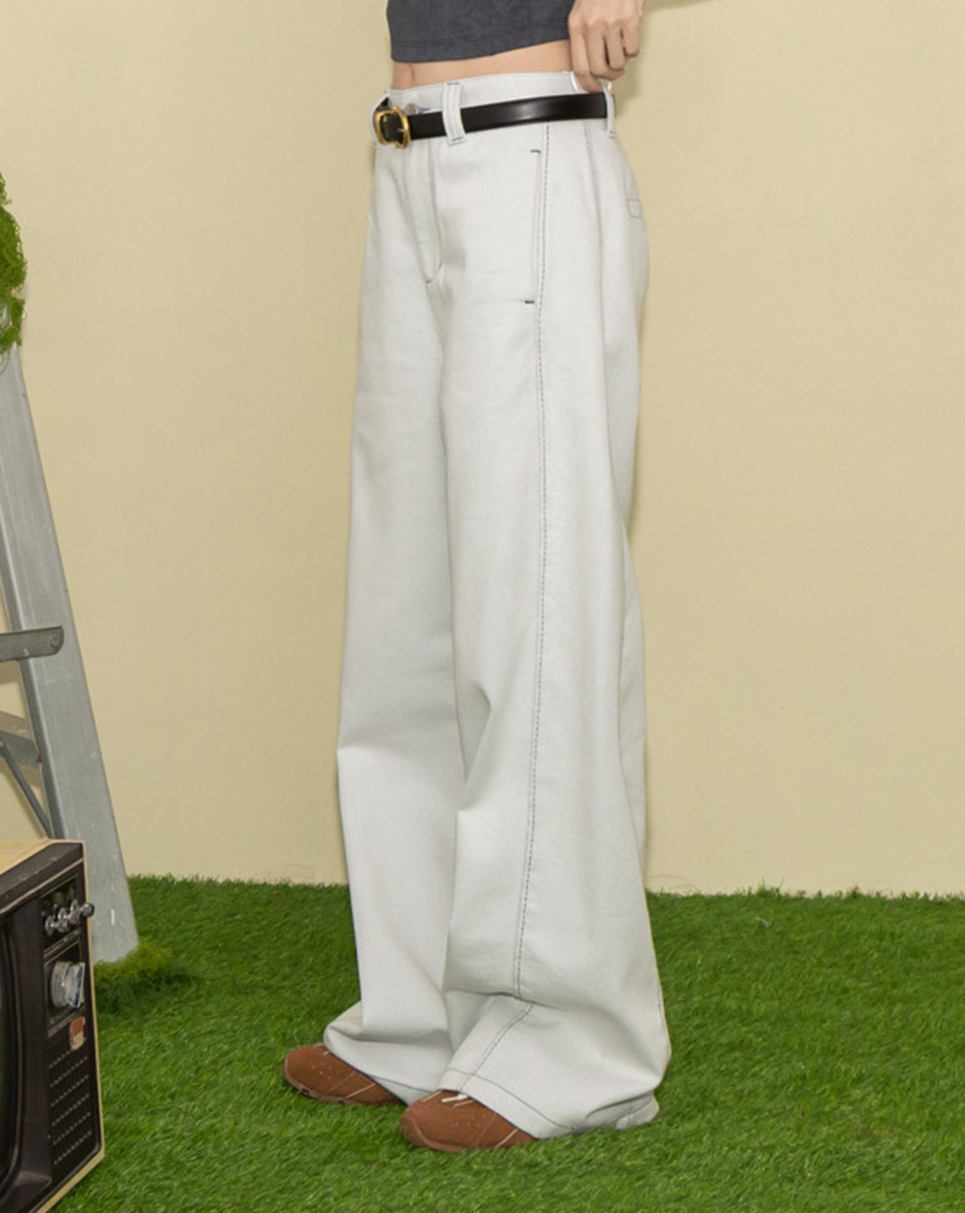 好比例側邊車線直筒牛仔褲