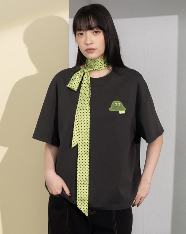 草皮Ada毛巾繡落肩涼感T恤(兩色)