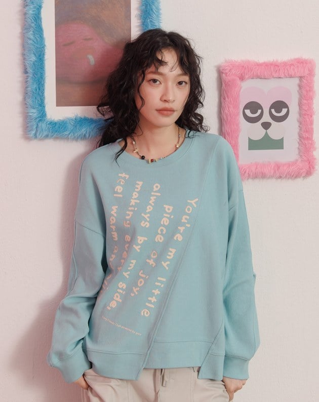 手寫便條紙拼接造型大學T(兩色)