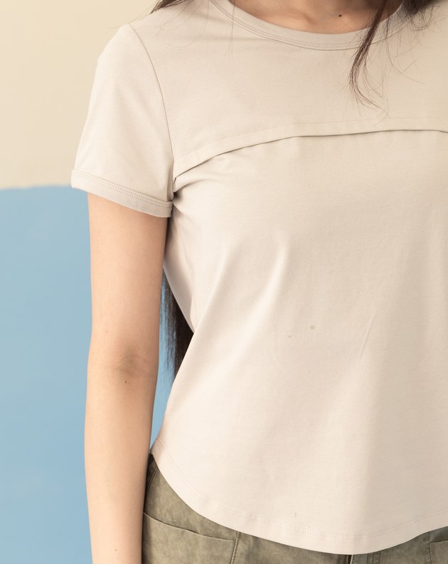 打褶設計合肩涼感T恤(兩色)