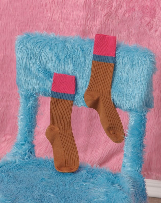 撞色羅紋長襪(三色)