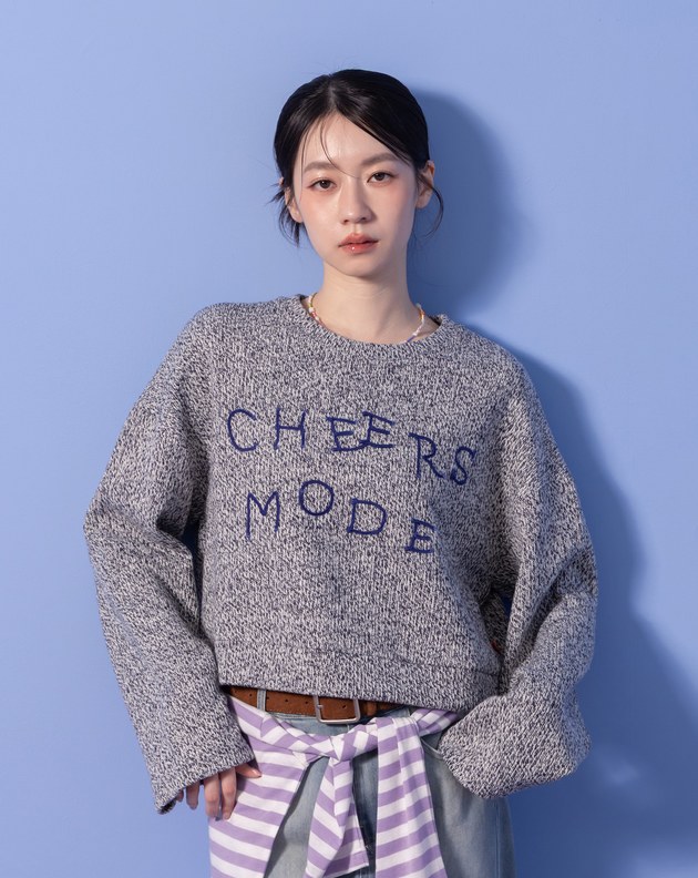 A｜CHEERS MODE針織紋理短版大學T(兩色)