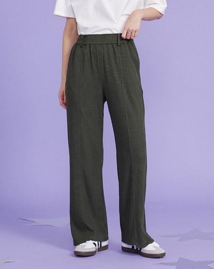 好比例直條紋瘦腿喇叭褲(兩色)