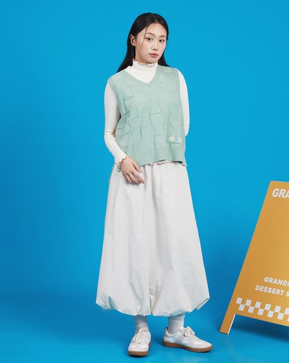 綠豆椪摩斯密碼棋盤格毛衣背心(兩色)