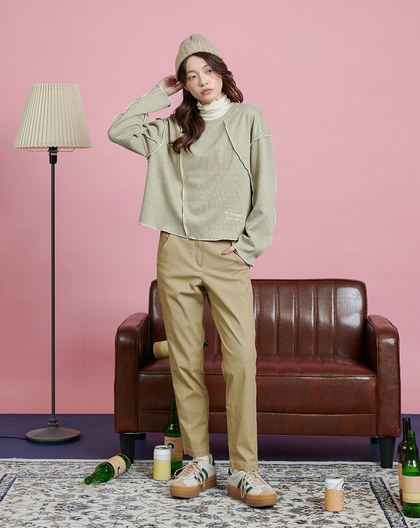 幾何壓線配色合身長褲(兩色)