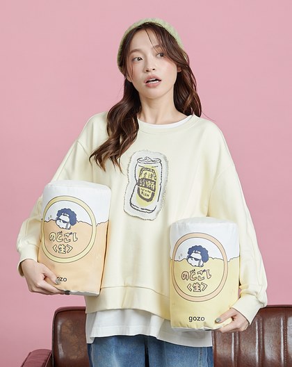 台台啤酒毛衣織片大學T(兩色)