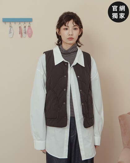 ➤發熱異材質拼接衍縫鋪棉背心(兩色)